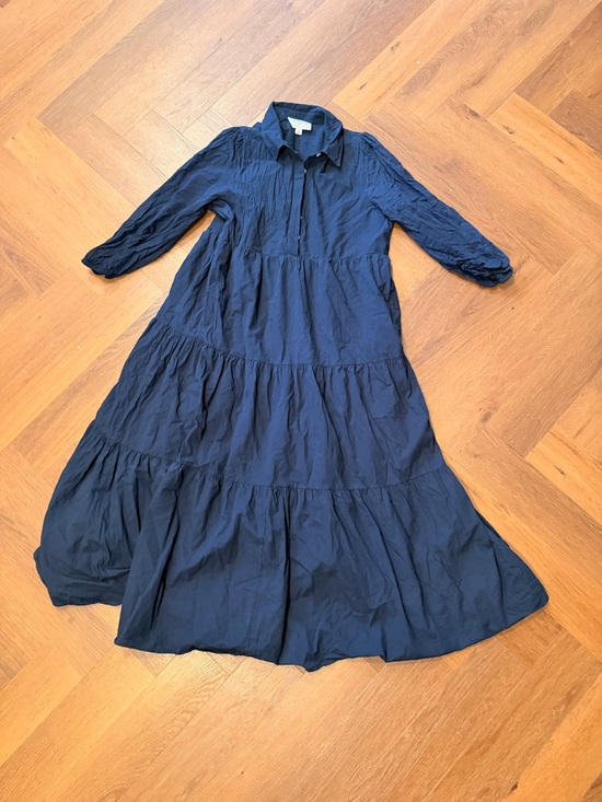 Pomander Place Dresses & Skirts - Pomander Place Navy Tiered Midi Maxi Dress Women’s Large 100% Cotton Puff Sleeve